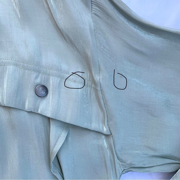 Mystree Satin Zip Up Jacket in Sage Green with Sparkly Gold Stars - Picture 10 of 10